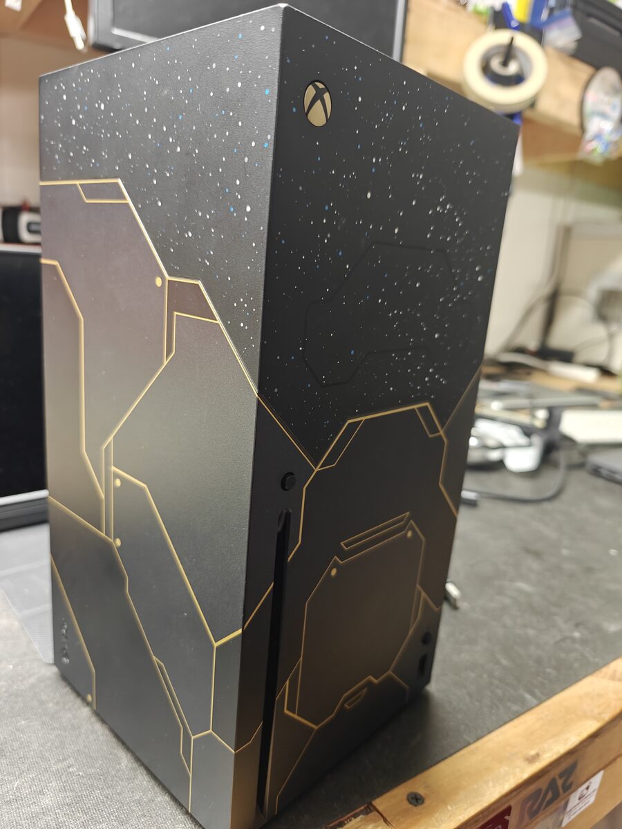 Xbox Series X special edition console on the repair bench